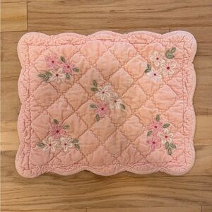 Vintage Pottery Barn Kids Pink Quilted Floral Pillow Sham